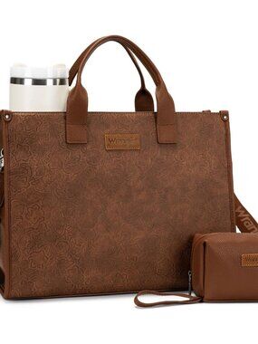 Wrangler Laptop Tote Bag for Women 15.6" Work Handbag Computer Briefcase | Leath